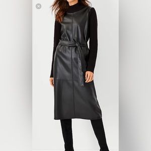 Ann Taylor sweater faux leather dress M new with tag. Very stylish midi dress.